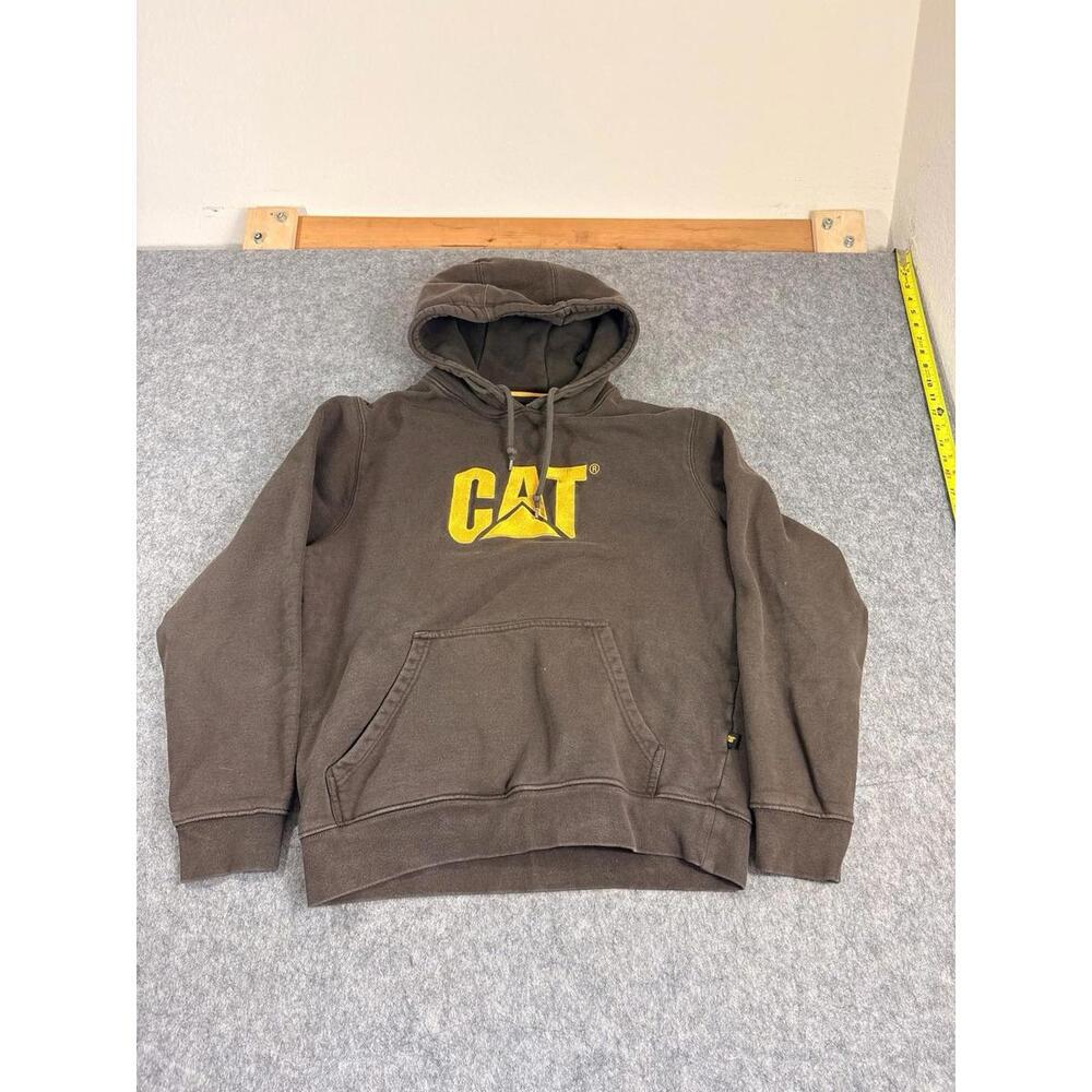 Caterpillar Brown Pullover Hoodie with Yellow CAT Logo